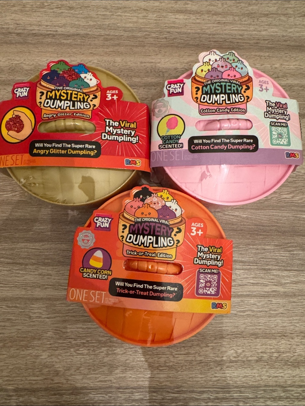 Mystery Dumpling Angry Glitter, Trick or Treat & Cotton Candy  Set of 3 NEW